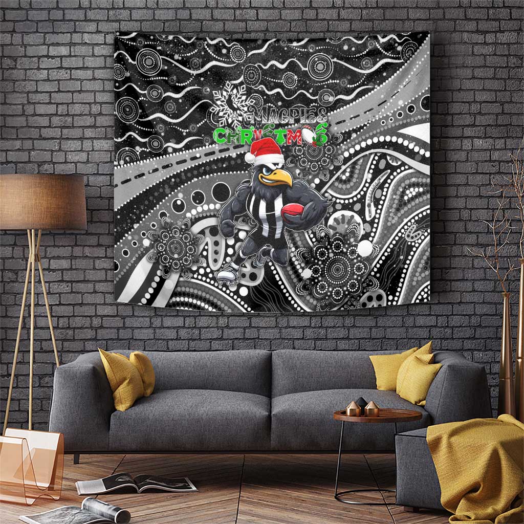 Merry Christmas AFL Collingwood Magpies Tapestry Aboriginal Santa Football Mascot - Vibe Hoodie Shop