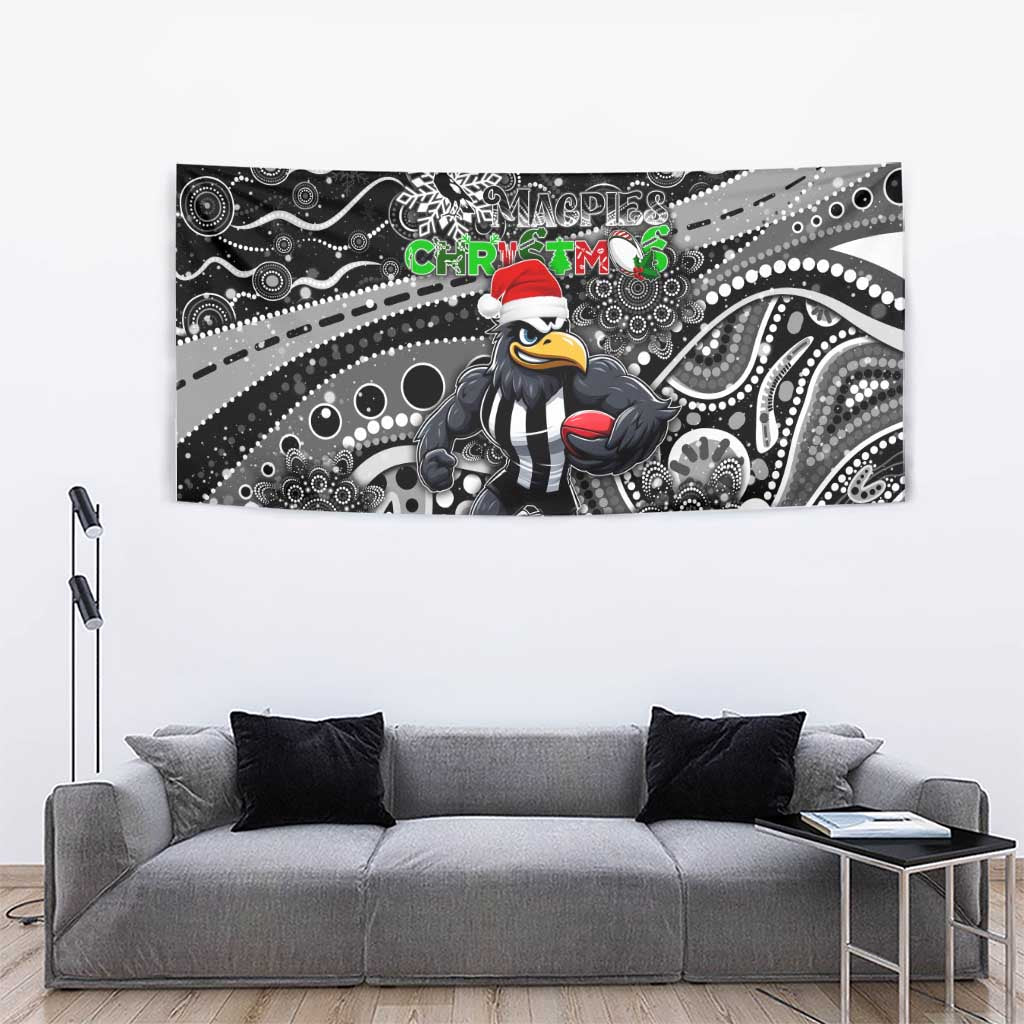 Merry Christmas AFL Collingwood Magpies Tapestry Aboriginal Santa Football Mascot - Vibe Hoodie Shop