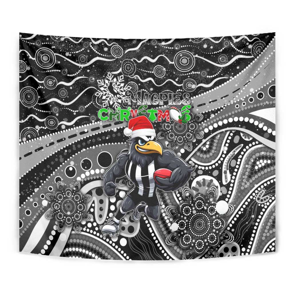 Merry Christmas AFL Collingwood Magpies Tapestry Aboriginal Santa Football Mascot - Vibe Hoodie Shop