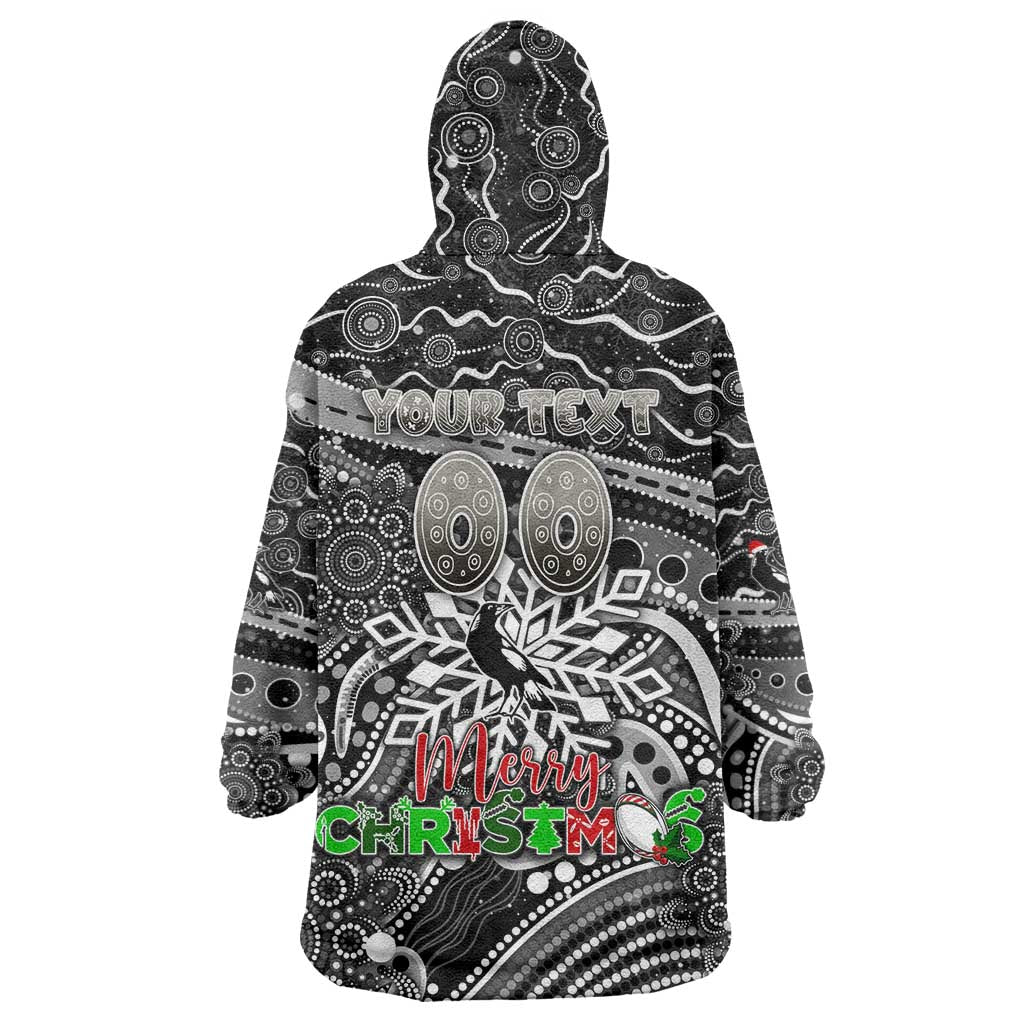 Merry Christmas AFL Collingwood Magpies Wearable Blanket Hoodie Aboriginal Santa Football Mascot - Vibe Hoodie Shop