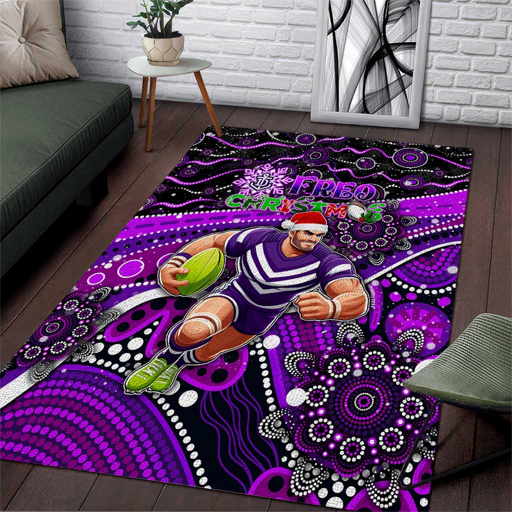 Merry Christmas AFL Fremantle Freo Area Rug Aboriginal Santa Football Mascot - Vibe Hoodie Shop