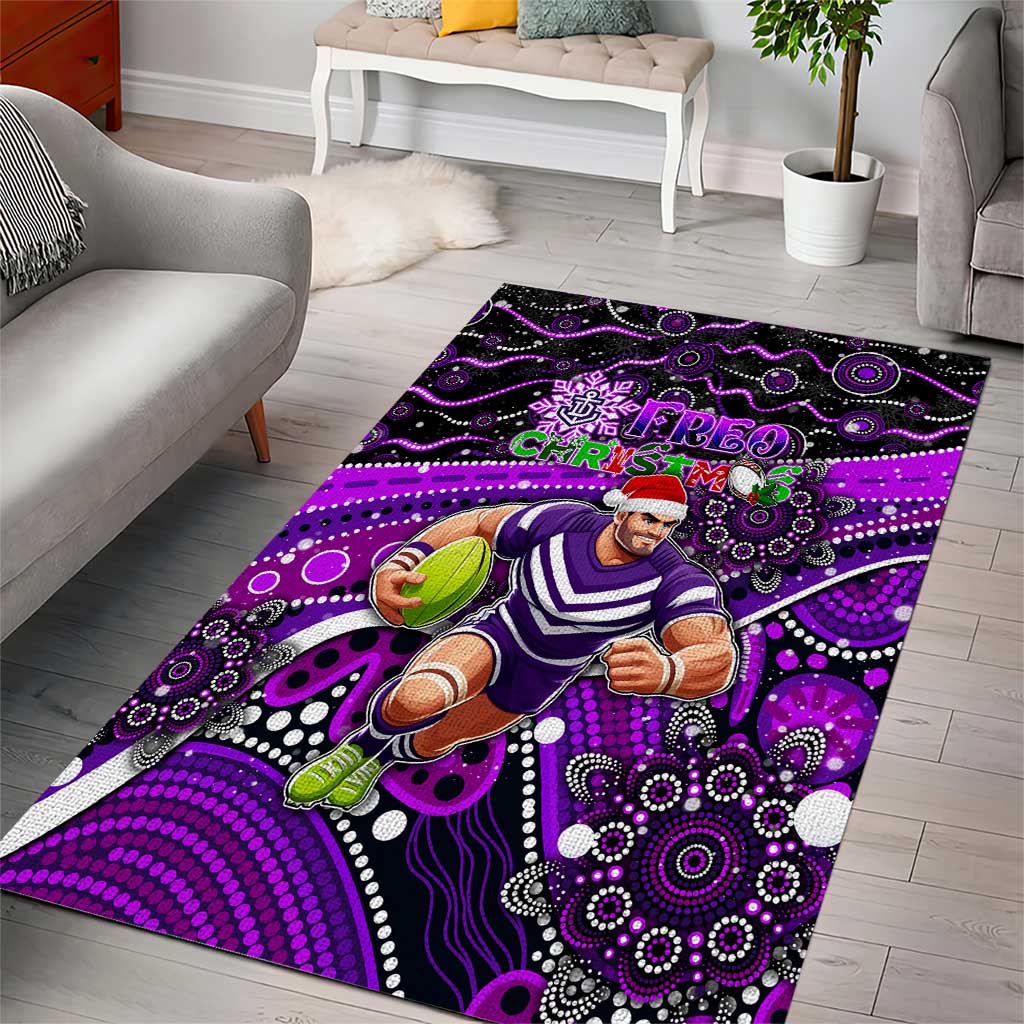 Merry Christmas AFL Fremantle Freo Area Rug Aboriginal Santa Football Mascot - Vibe Hoodie Shop