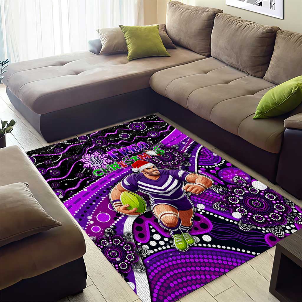 Merry Christmas AFL Fremantle Freo Area Rug Aboriginal Santa Football Mascot - Vibe Hoodie Shop