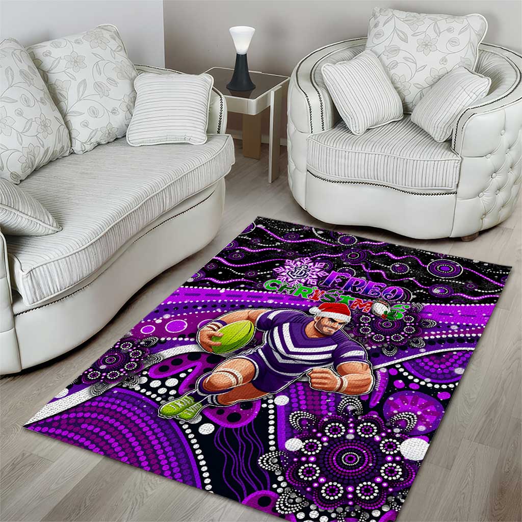 Merry Christmas AFL Fremantle Freo Area Rug Aboriginal Santa Football Mascot - Vibe Hoodie Shop