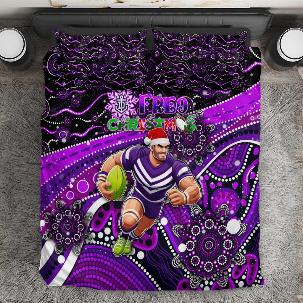 Merry Christmas AFL Fremantle Freo Bedding Set Aboriginal Santa Football Mascot - Vibe Hoodie Shop
