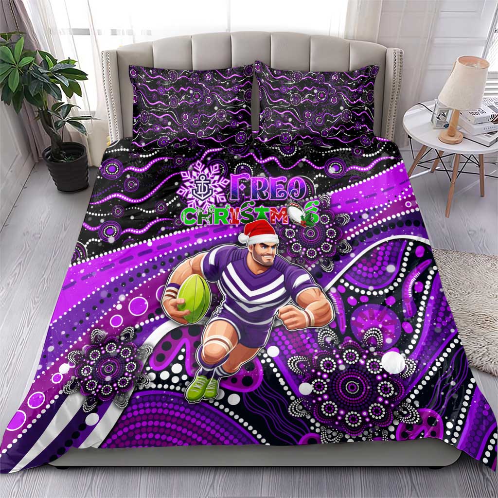 Merry Christmas AFL Fremantle Freo Bedding Set Aboriginal Santa Football Mascot - Vibe Hoodie Shop