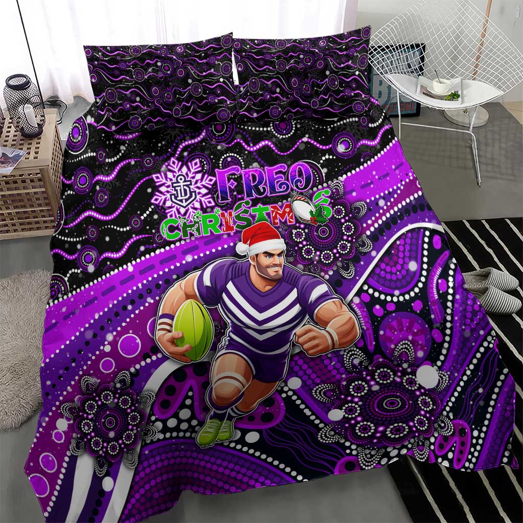Merry Christmas AFL Fremantle Freo Bedding Set Aboriginal Santa Football Mascot - Vibe Hoodie Shop