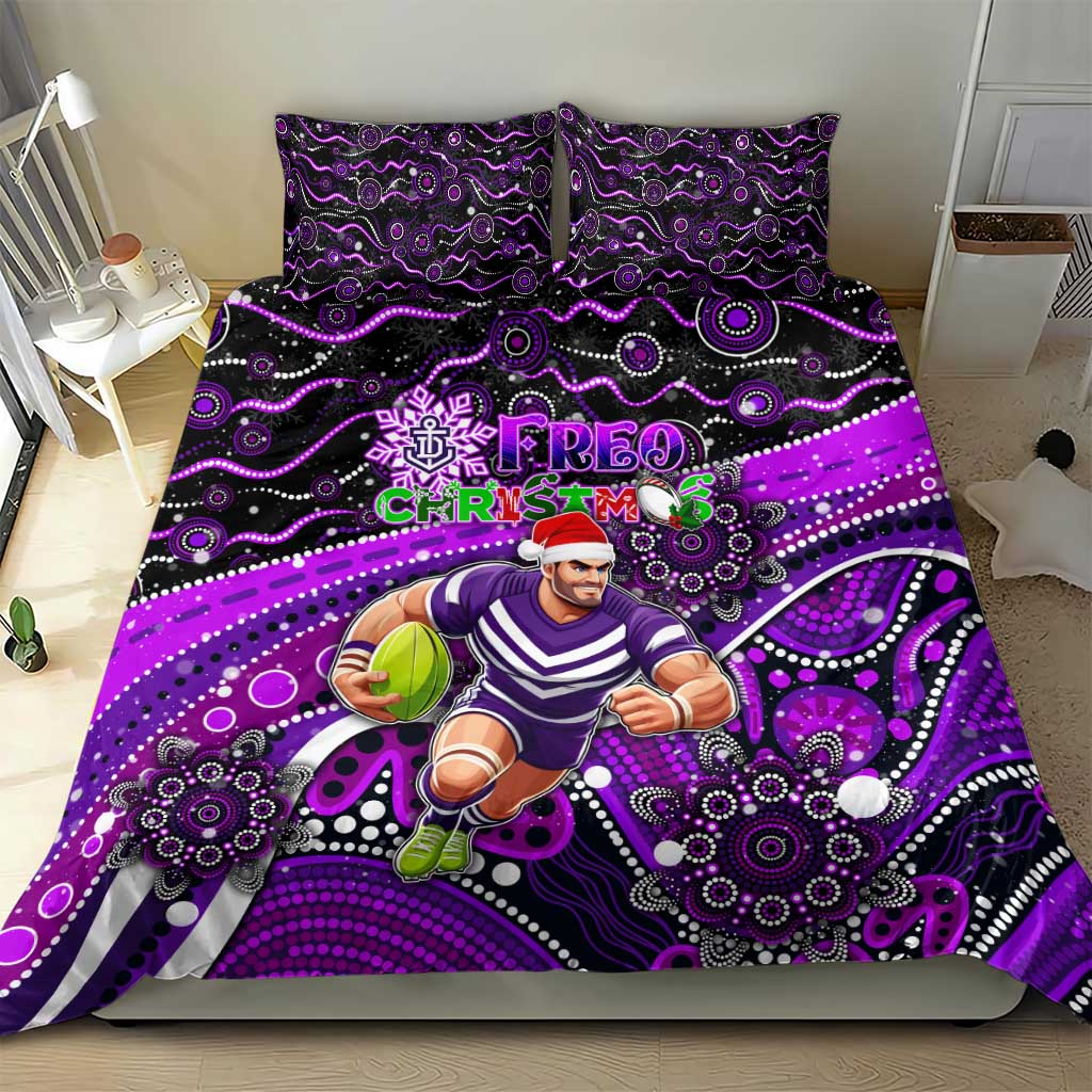 Merry Christmas AFL Fremantle Freo Bedding Set Aboriginal Santa Football Mascot - Vibe Hoodie Shop