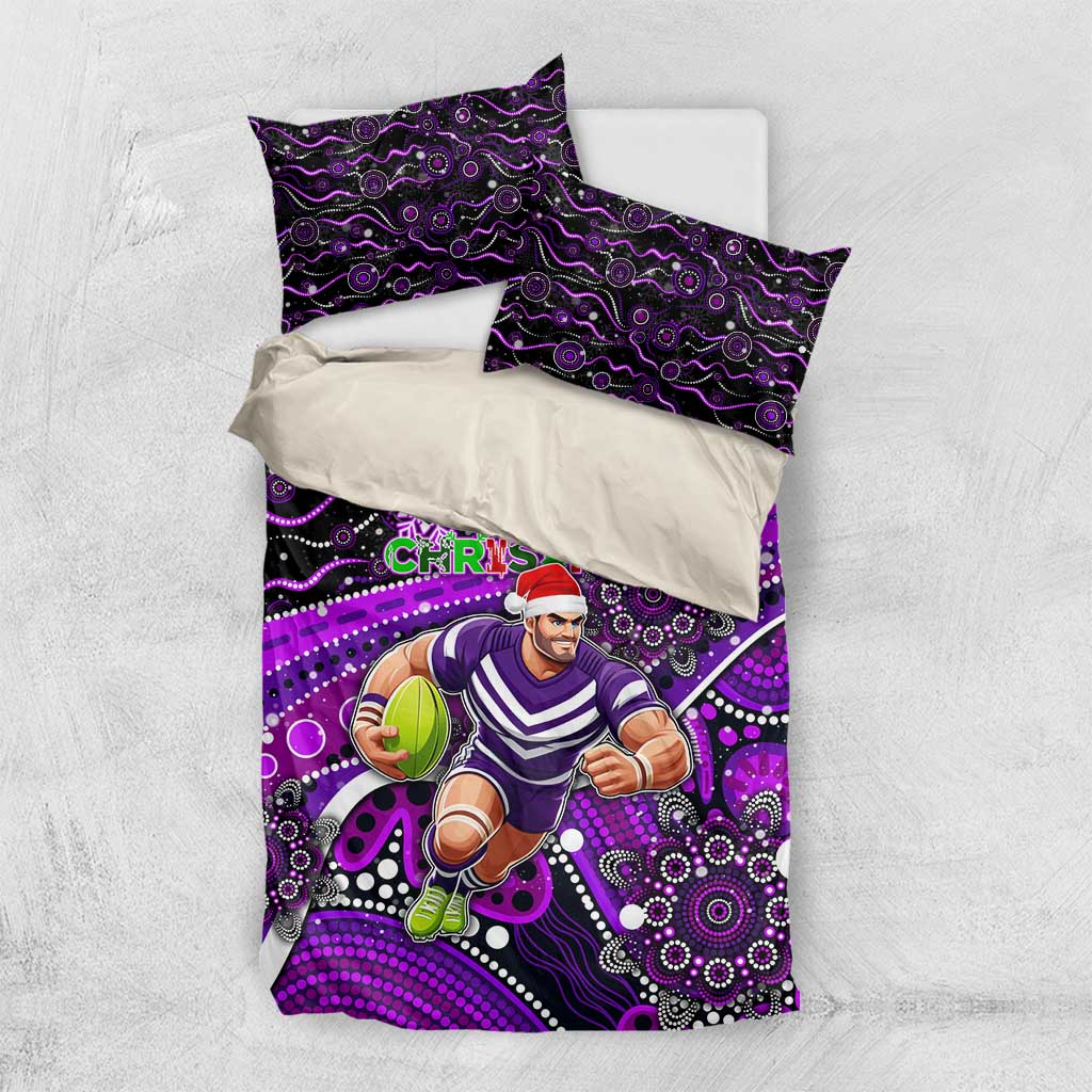 Merry Christmas AFL Fremantle Freo Bedding Set Aboriginal Santa Football Mascot - Vibe Hoodie Shop