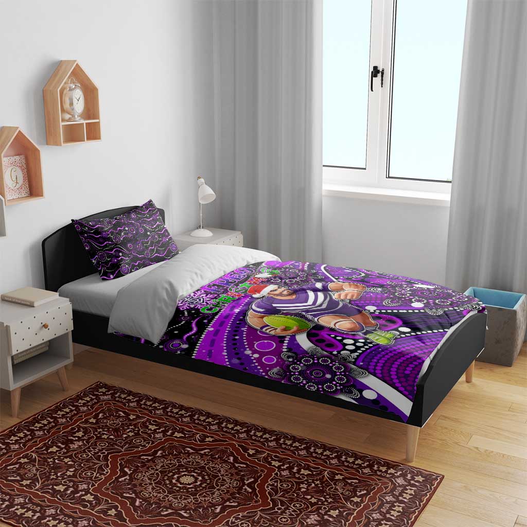 Merry Christmas AFL Fremantle Freo Bedding Set Aboriginal Santa Football Mascot - Vibe Hoodie Shop