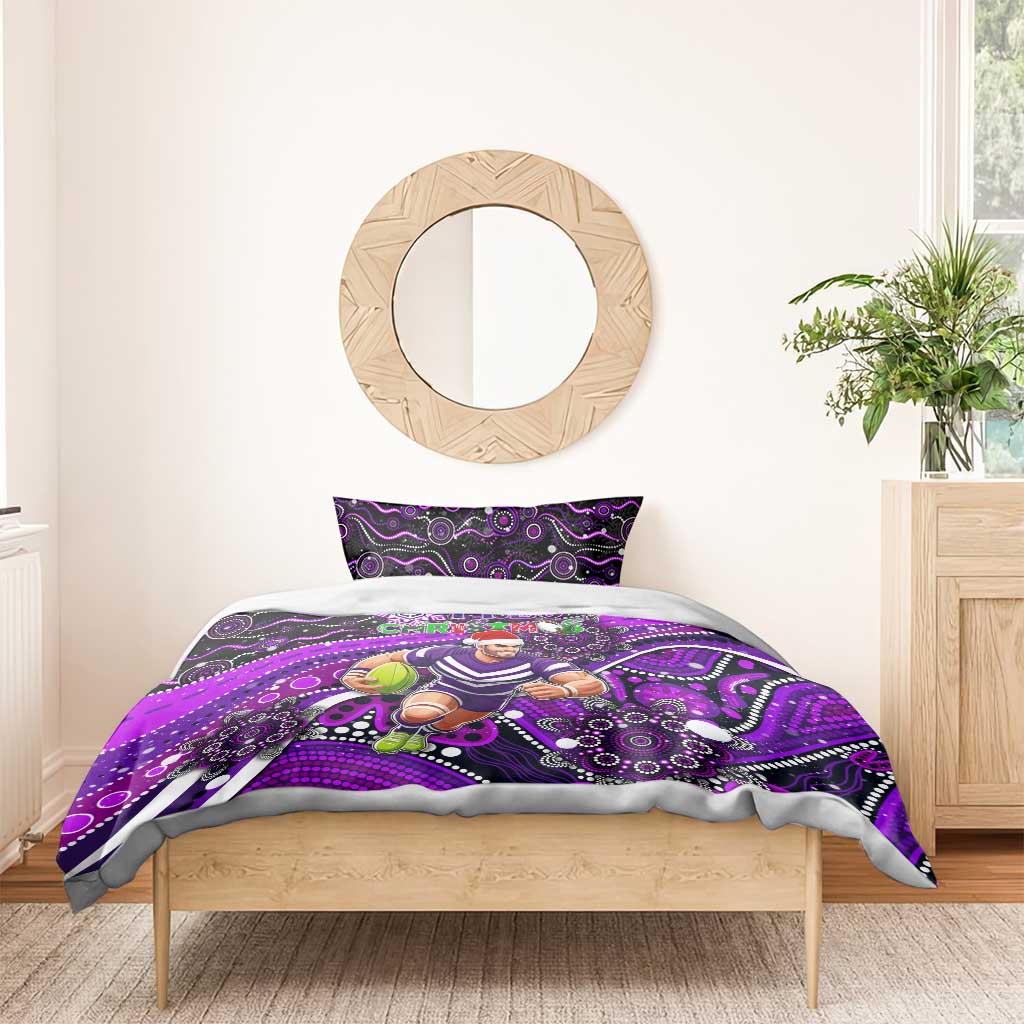 Merry Christmas AFL Fremantle Freo Bedding Set Aboriginal Santa Football Mascot - Vibe Hoodie Shop