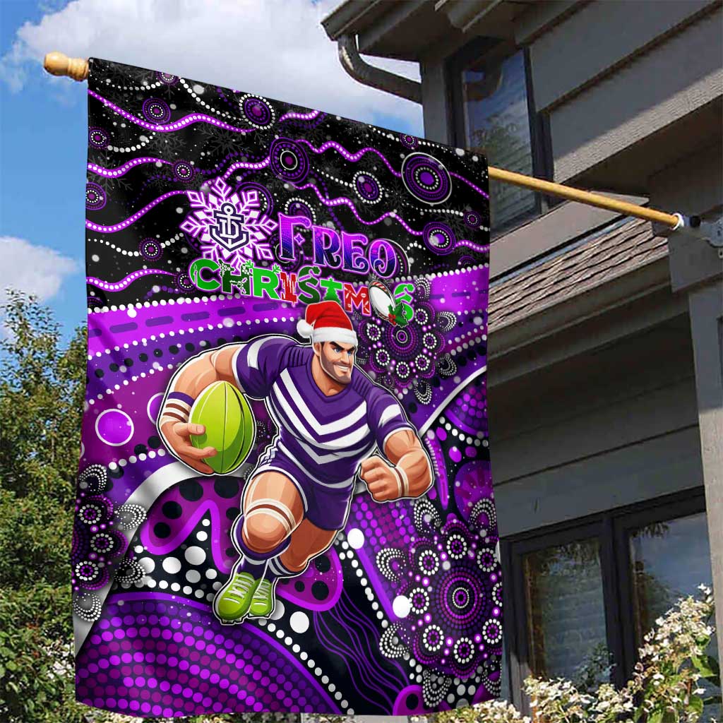 Merry Christmas AFL Fremantle Freo Garden Flag Aboriginal Santa Football Mascot - Vibe Hoodie Shop