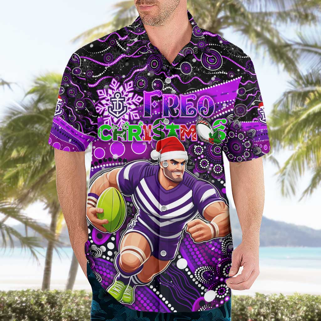 Merry Christmas AFL Fremantle Freo Hawaiian Shirt Aboriginal Santa Football Mascot - Vibe Hoodie Shop