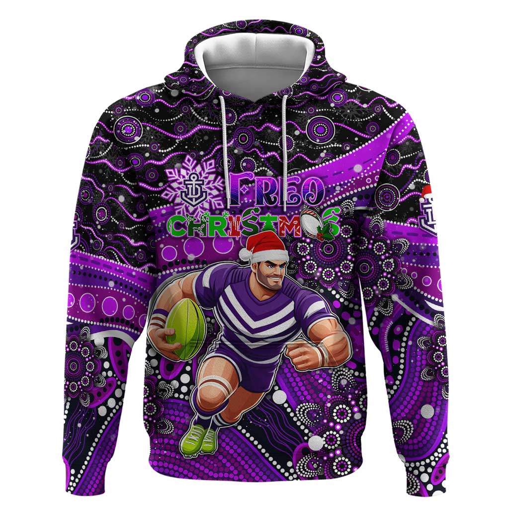Merry Christmas AFL Fremantle Freo Hoodie Aboriginal Santa Football Mascot - Vibe Hoodie Shop