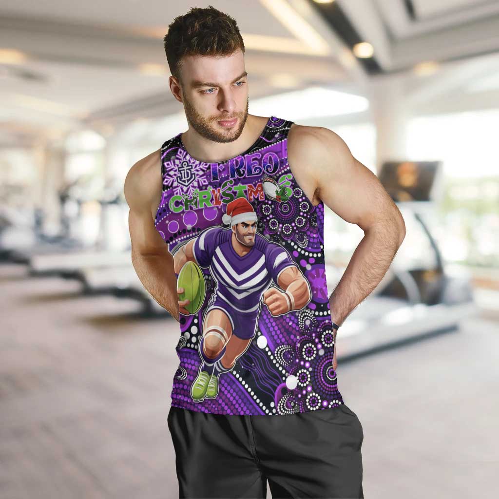 Merry Christmas AFL Fremantle Freo Men Tank Top Aboriginal Santa Football Mascot - Vibe Hoodie Shop