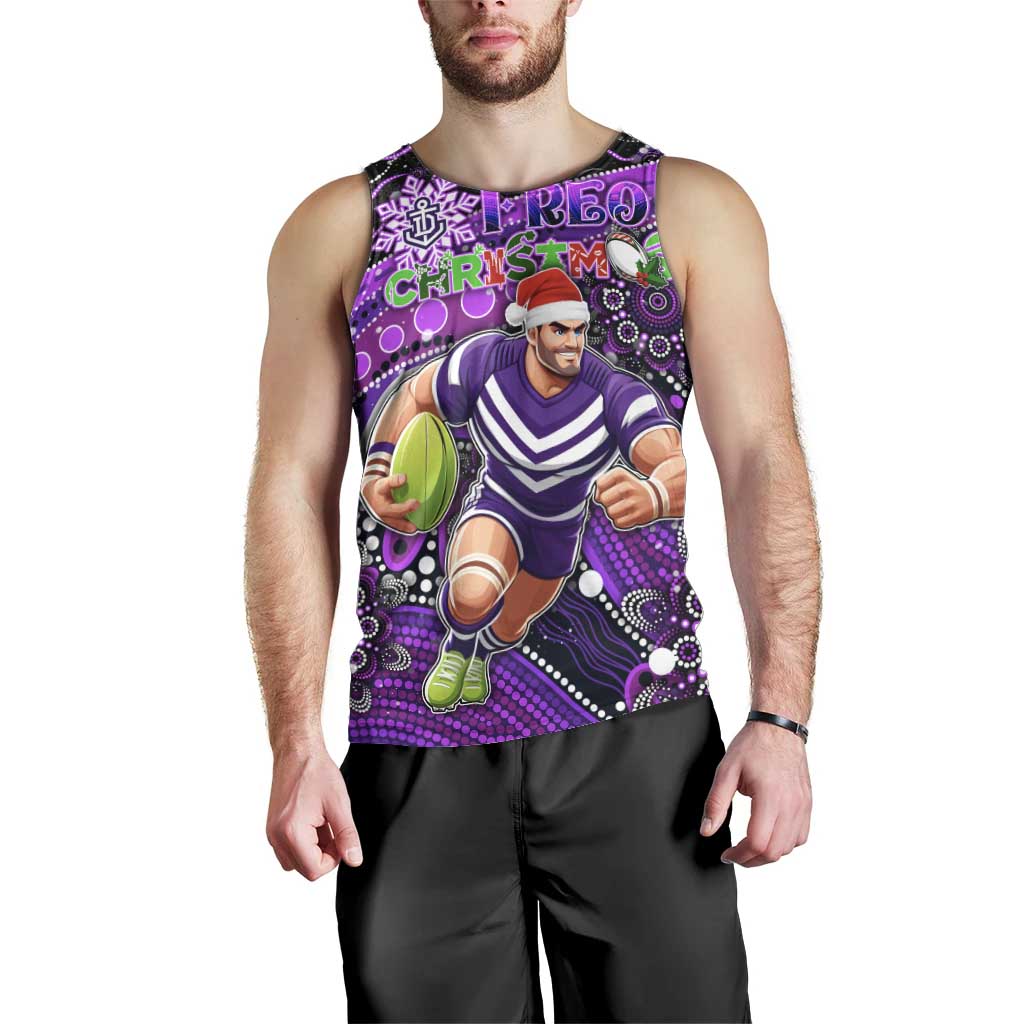 Merry Christmas AFL Fremantle Freo Men Tank Top Aboriginal Santa Football Mascot - Vibe Hoodie Shop