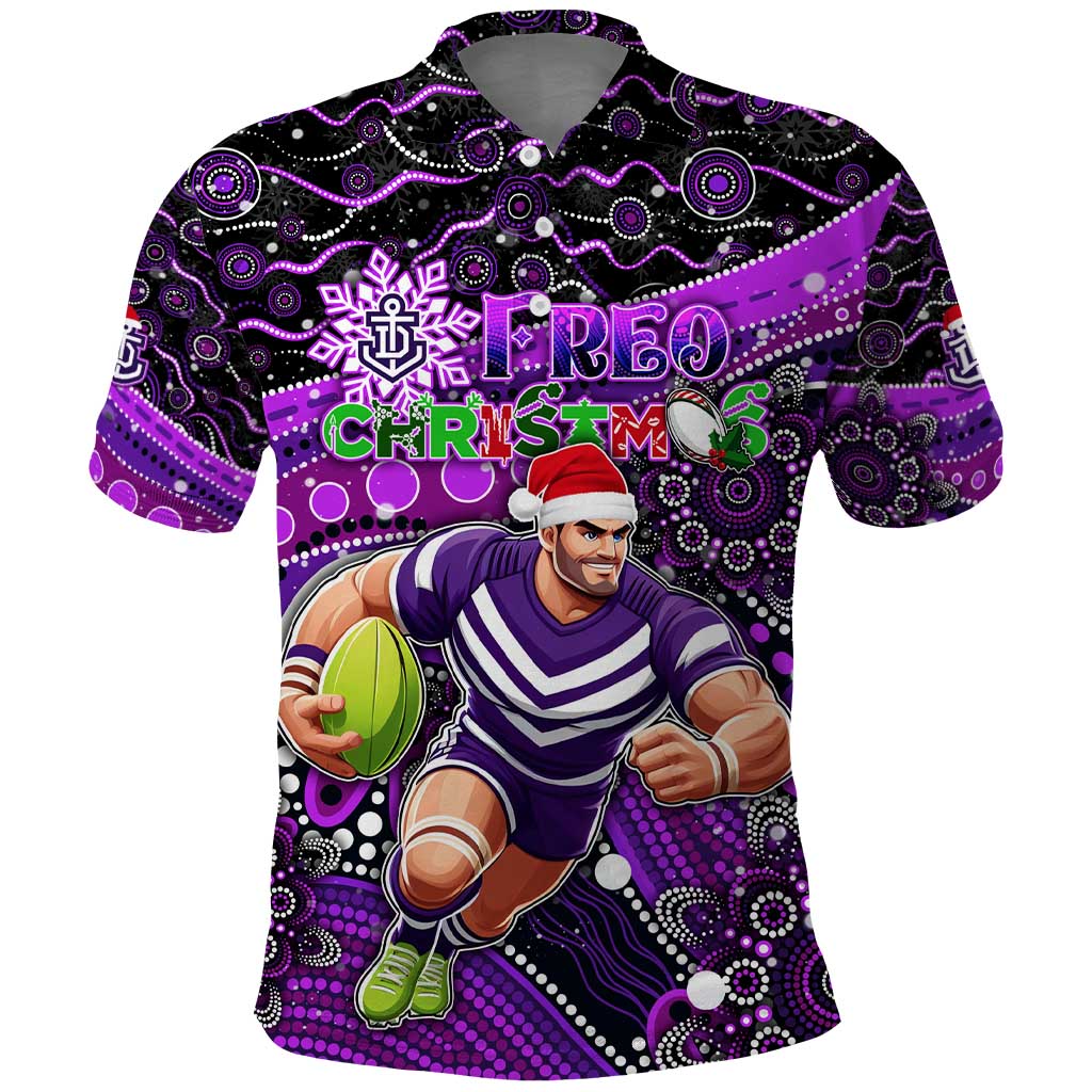 Merry Christmas AFL Fremantle Freo Polo Shirt Aboriginal Santa Football Mascot - Vibe Hoodie Shop