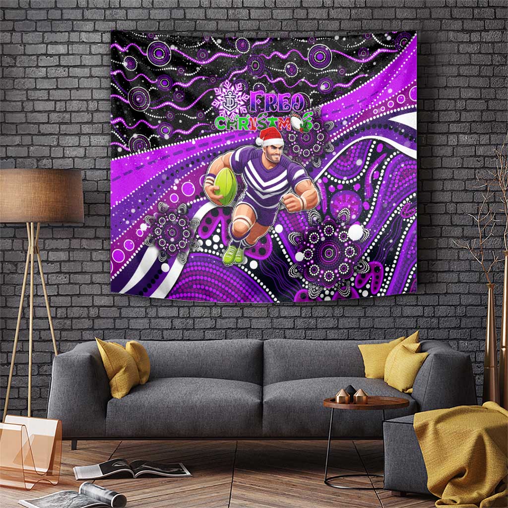 Merry Christmas AFL Fremantle Freo Tapestry Aboriginal Santa Football Mascot - Vibe Hoodie Shop