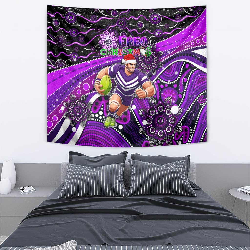 Merry Christmas AFL Fremantle Freo Tapestry Aboriginal Santa Football Mascot - Vibe Hoodie Shop