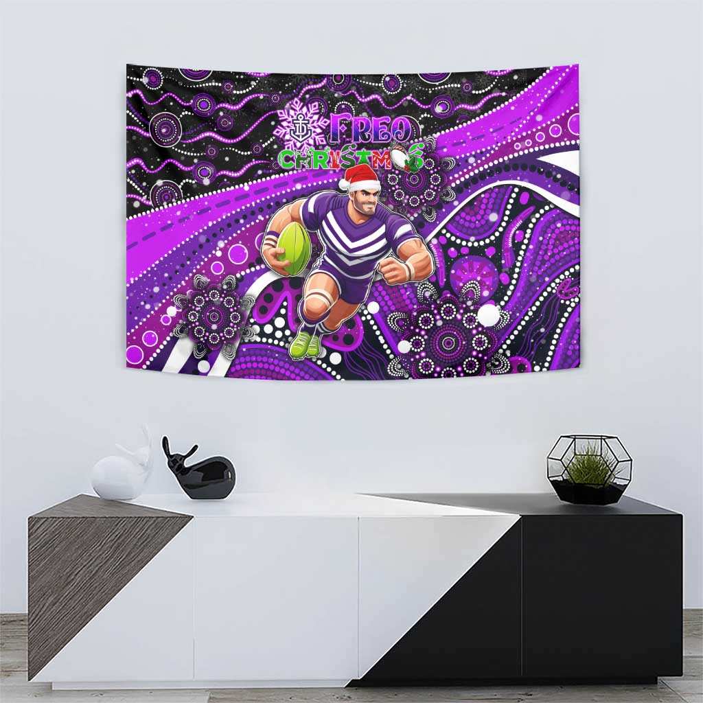 Merry Christmas AFL Fremantle Freo Tapestry Aboriginal Santa Football Mascot - Vibe Hoodie Shop