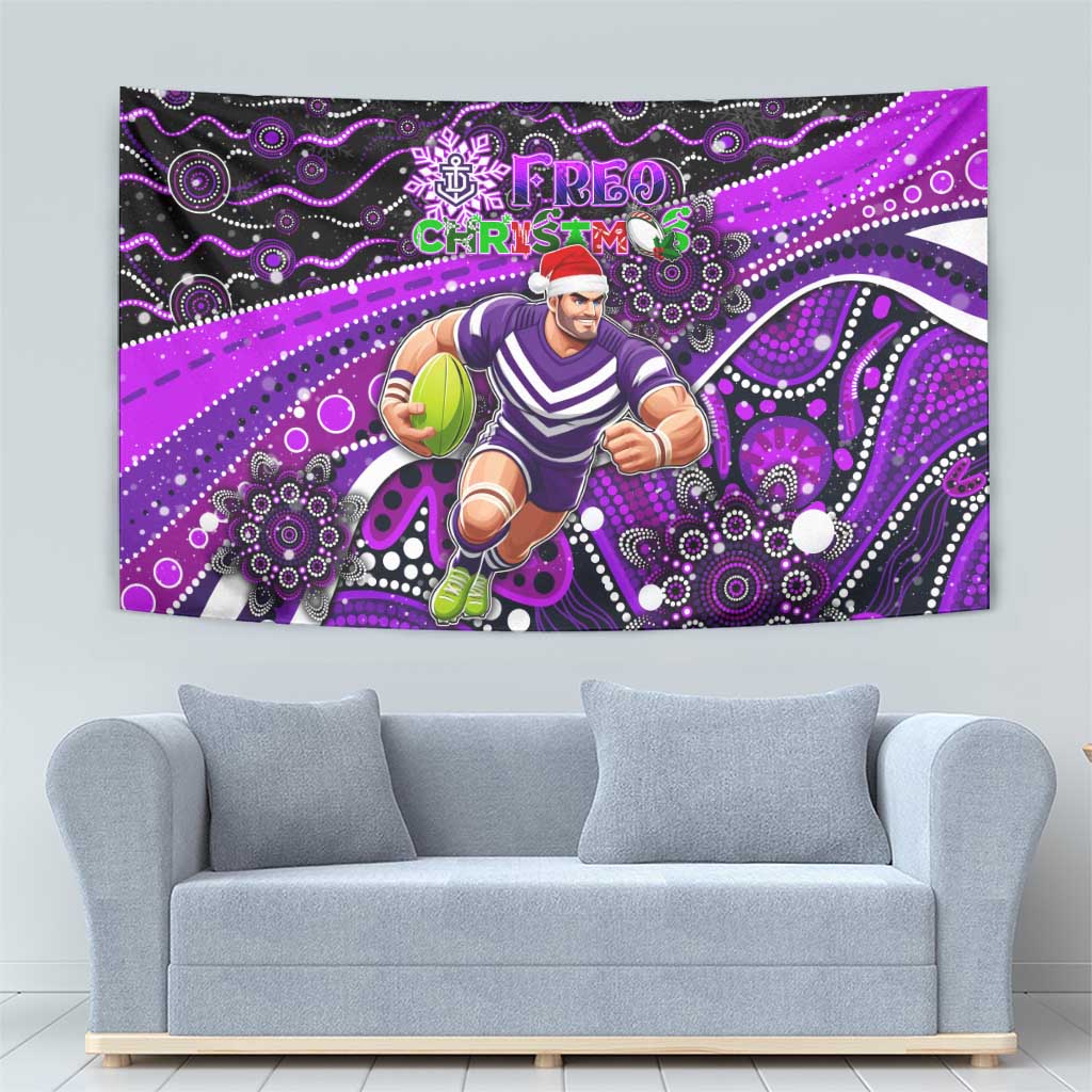 Merry Christmas AFL Fremantle Freo Tapestry Aboriginal Santa Football Mascot - Vibe Hoodie Shop