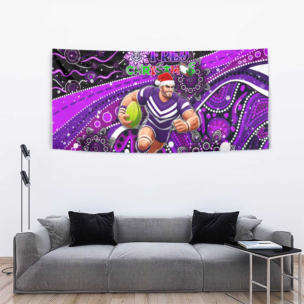 Merry Christmas AFL Fremantle Freo Tapestry Aboriginal Santa Football Mascot - Vibe Hoodie Shop