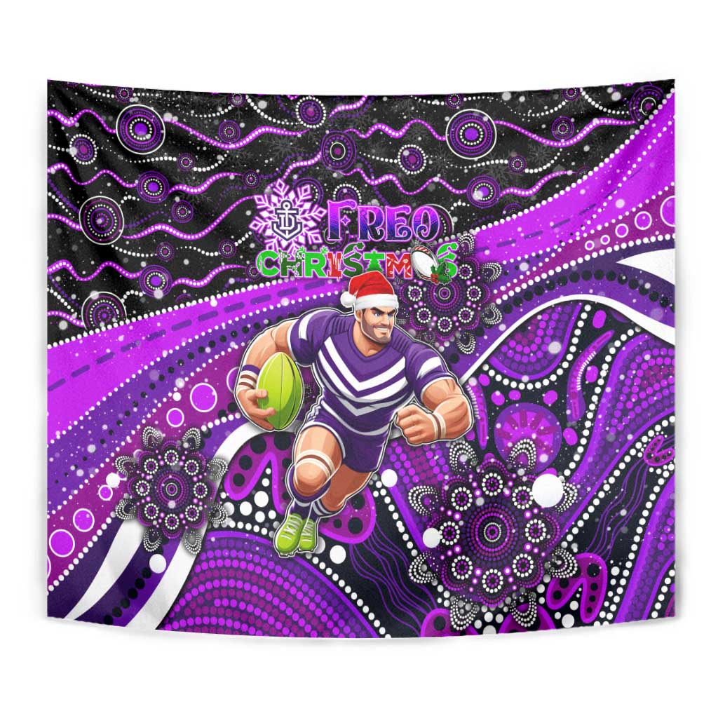 Merry Christmas AFL Fremantle Freo Tapestry Aboriginal Santa Football Mascot - Vibe Hoodie Shop