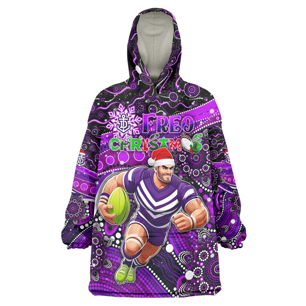 Merry Christmas AFL Fremantle Freo Wearable Blanket Hoodie Aboriginal Santa Football Mascot - Vibe Hoodie Shop