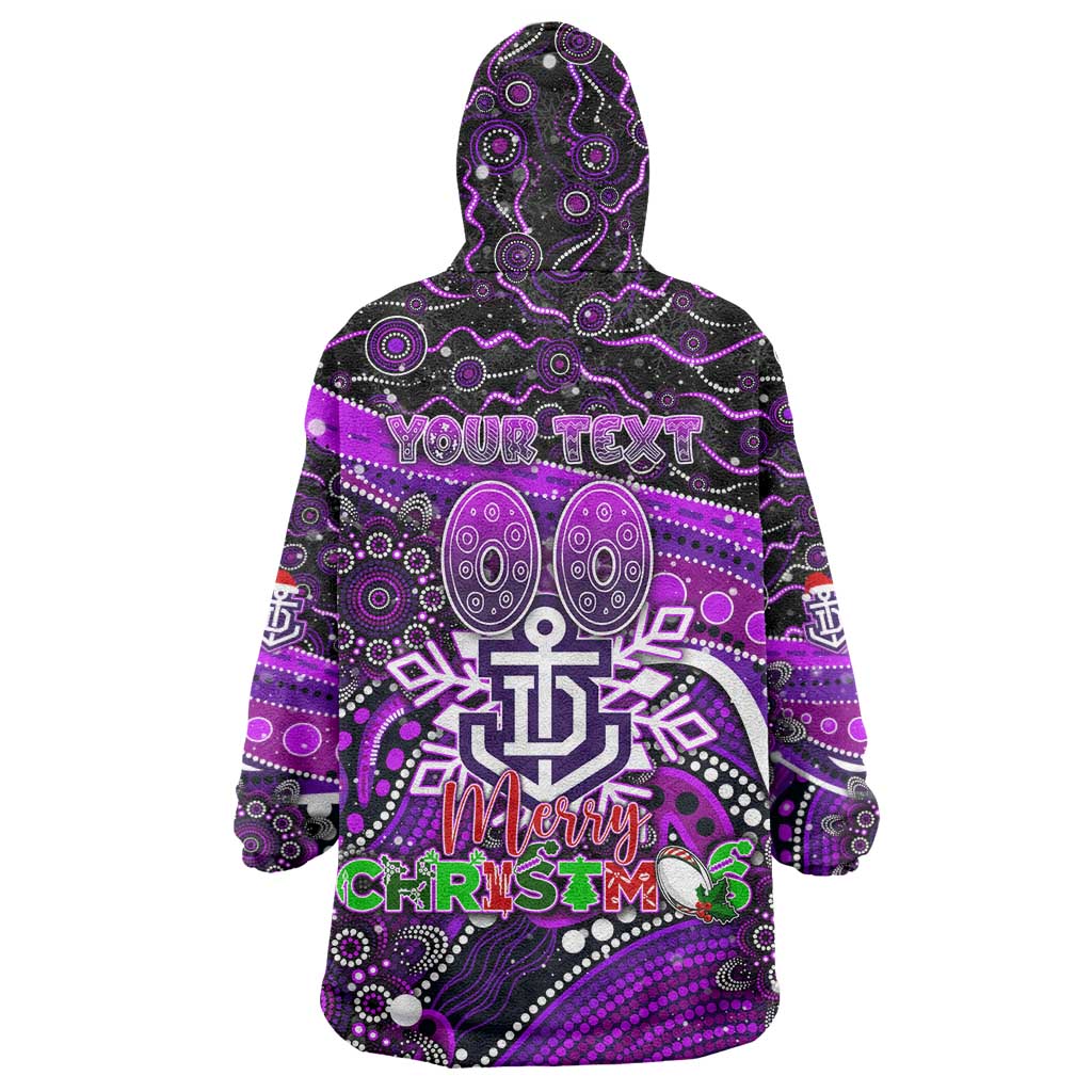 Merry Christmas AFL Fremantle Freo Wearable Blanket Hoodie Aboriginal Santa Football Mascot - Vibe Hoodie Shop