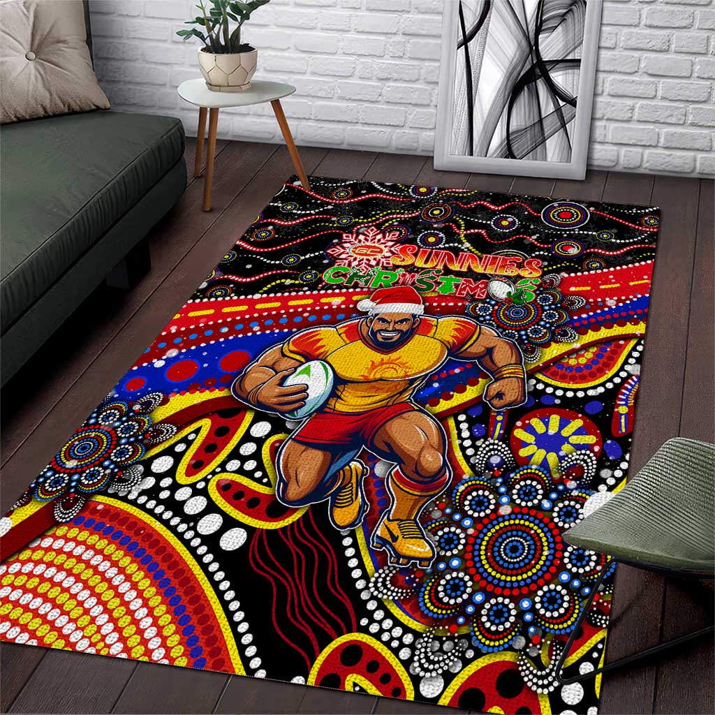 Merry Christmas AFL Gold Coast Suns Area Rug Aboriginal Santa Football Mascot - Vibe Hoodie Shop