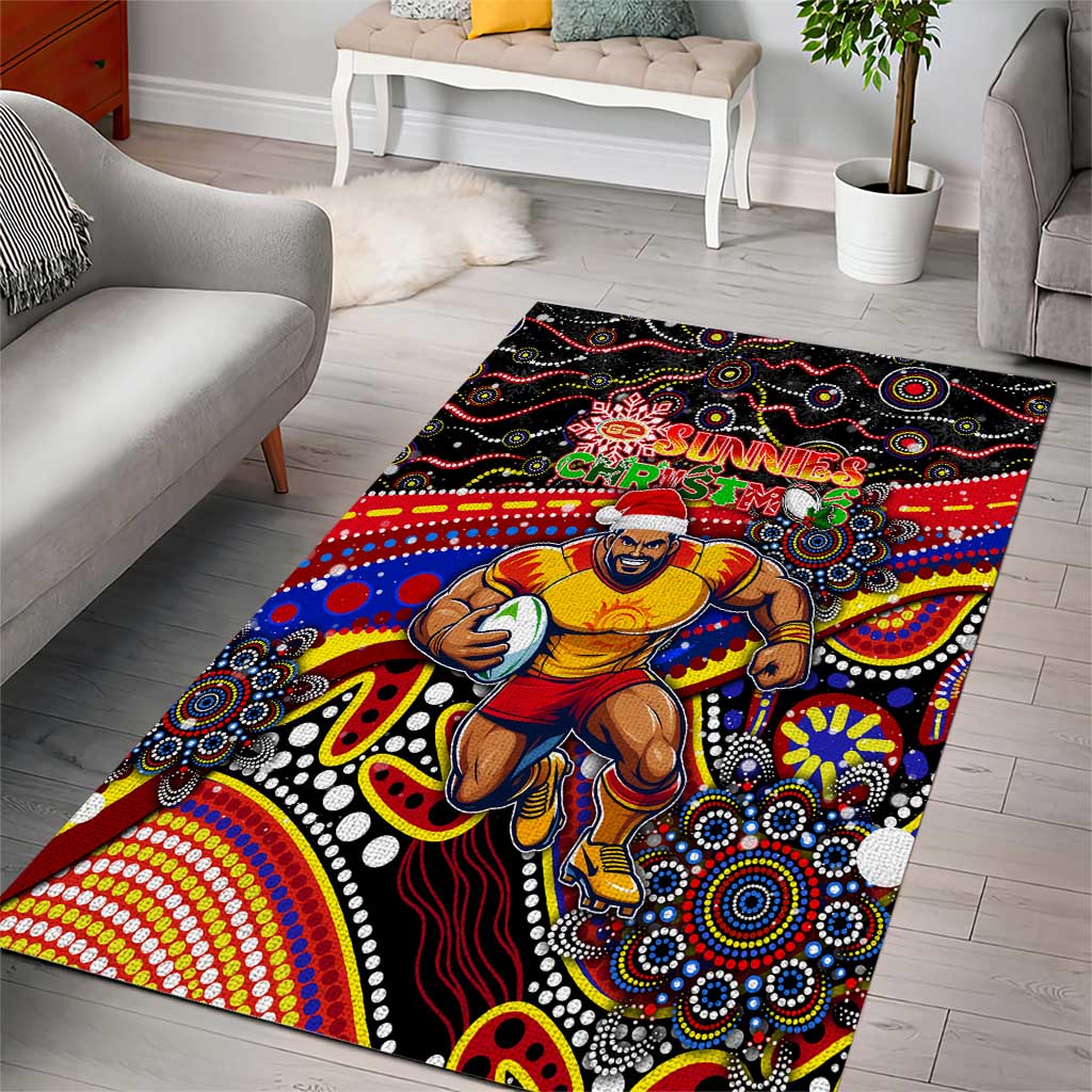 Merry Christmas AFL Gold Coast Suns Area Rug Aboriginal Santa Football Mascot - Vibe Hoodie Shop