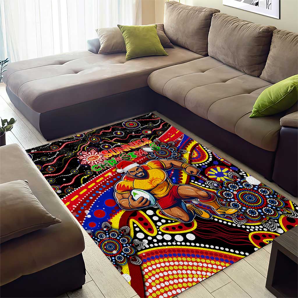 Merry Christmas AFL Gold Coast Suns Area Rug Aboriginal Santa Football Mascot - Vibe Hoodie Shop