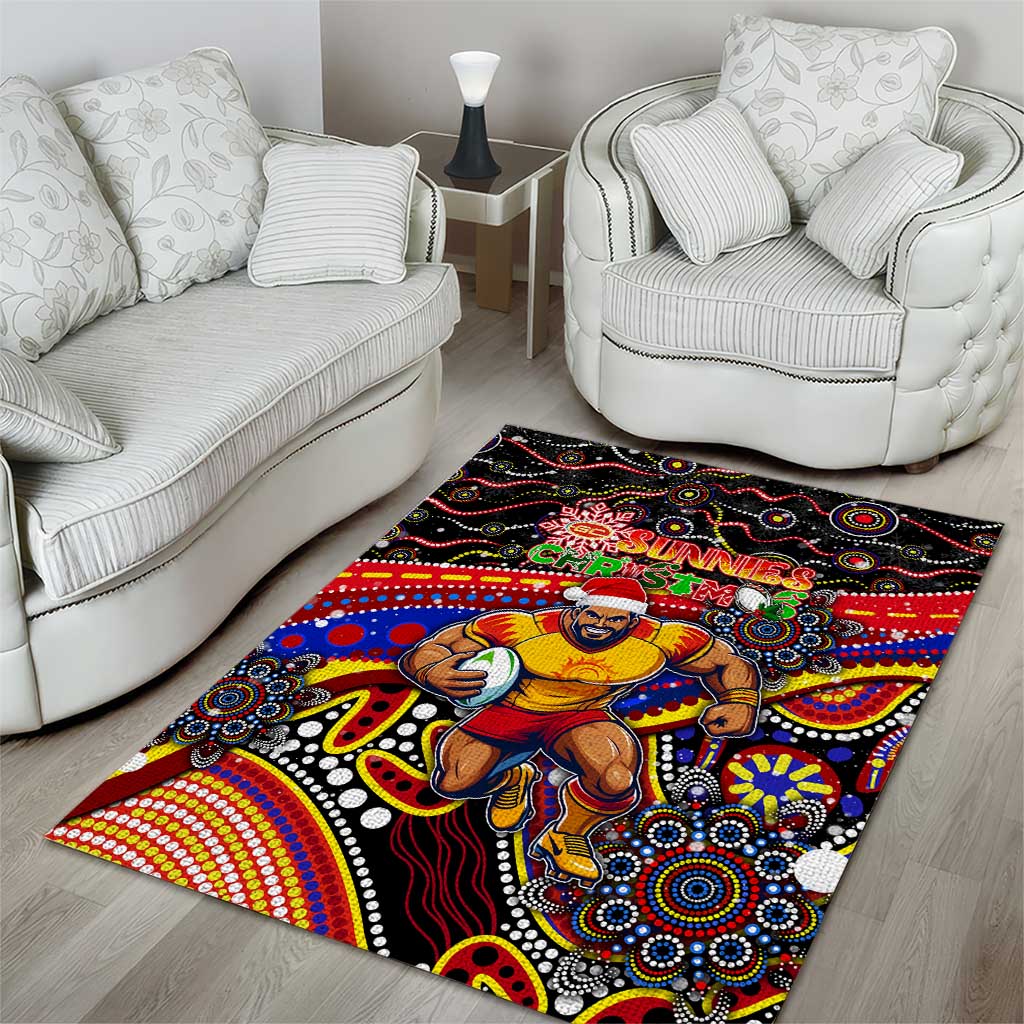 Merry Christmas AFL Gold Coast Suns Area Rug Aboriginal Santa Football Mascot - Vibe Hoodie Shop