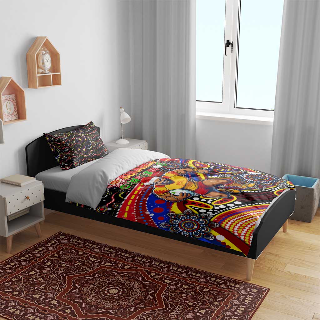 Merry Christmas AFL Gold Coast Suns Bedding Set Aboriginal Santa Football Mascot - Vibe Hoodie Shop