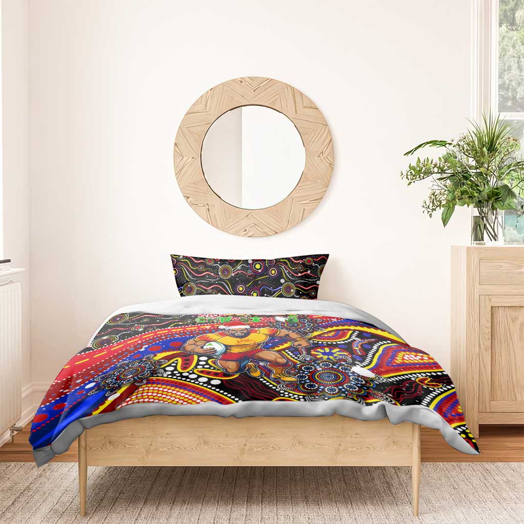 Merry Christmas AFL Gold Coast Suns Bedding Set Aboriginal Santa Football Mascot - Vibe Hoodie Shop
