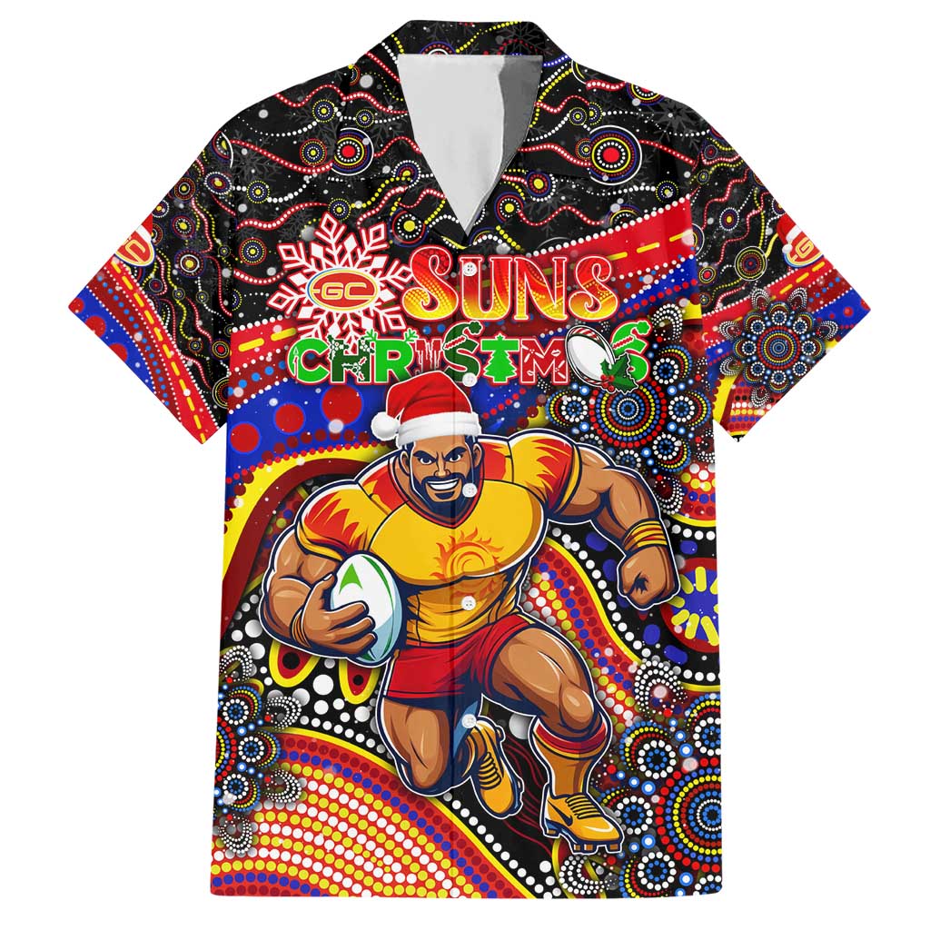 Merry Christmas AFL Gold Coast Suns Hawaiian Shirt Aboriginal Santa Football Mascot - Vibe Hoodie Shop