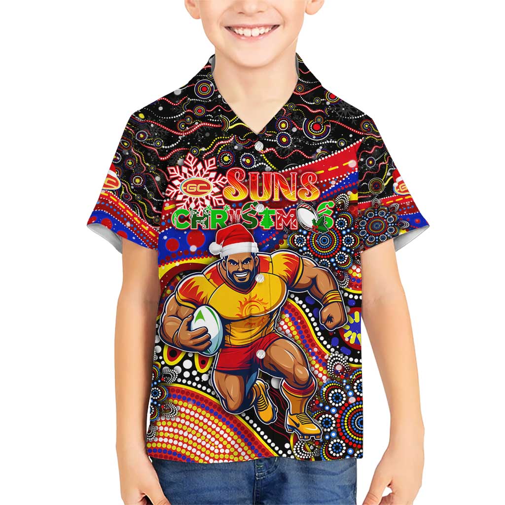 Merry Christmas AFL Gold Coast Suns Hawaiian Shirt Aboriginal Santa Football Mascot - Vibe Hoodie Shop