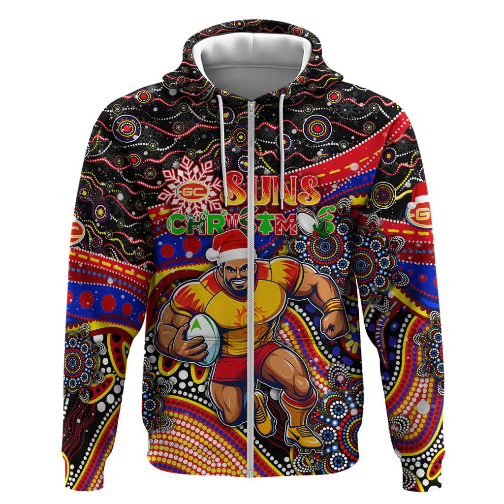 Merry Christmas AFL Gold Coast Suns Hoodie Aboriginal Santa Football Mascot - Vibe Hoodie Shop
