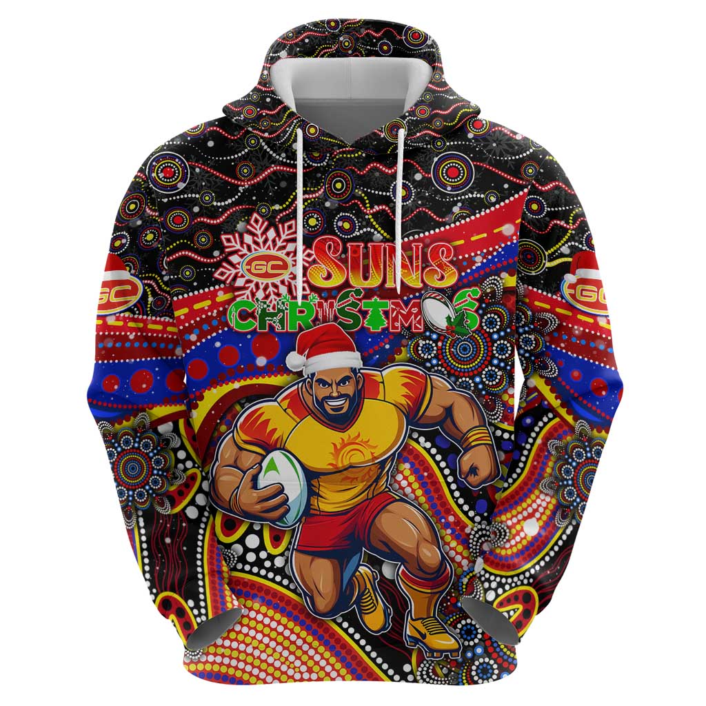Merry Christmas AFL Gold Coast Suns Hoodie Aboriginal Santa Football Mascot - Vibe Hoodie Shop