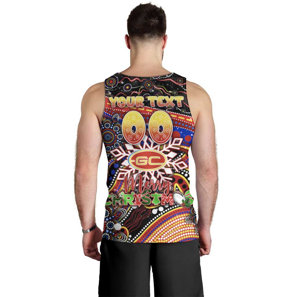 Merry Christmas AFL Gold Coast Suns Men Tank Top Aboriginal Santa Football Mascot - Vibe Hoodie Shop