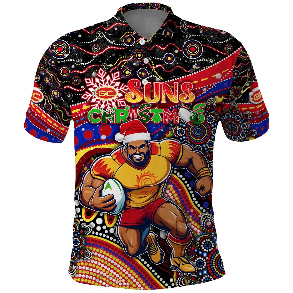 Merry Christmas AFL Gold Coast Suns Polo Shirt Aboriginal Santa Football Mascot - Vibe Hoodie Shop