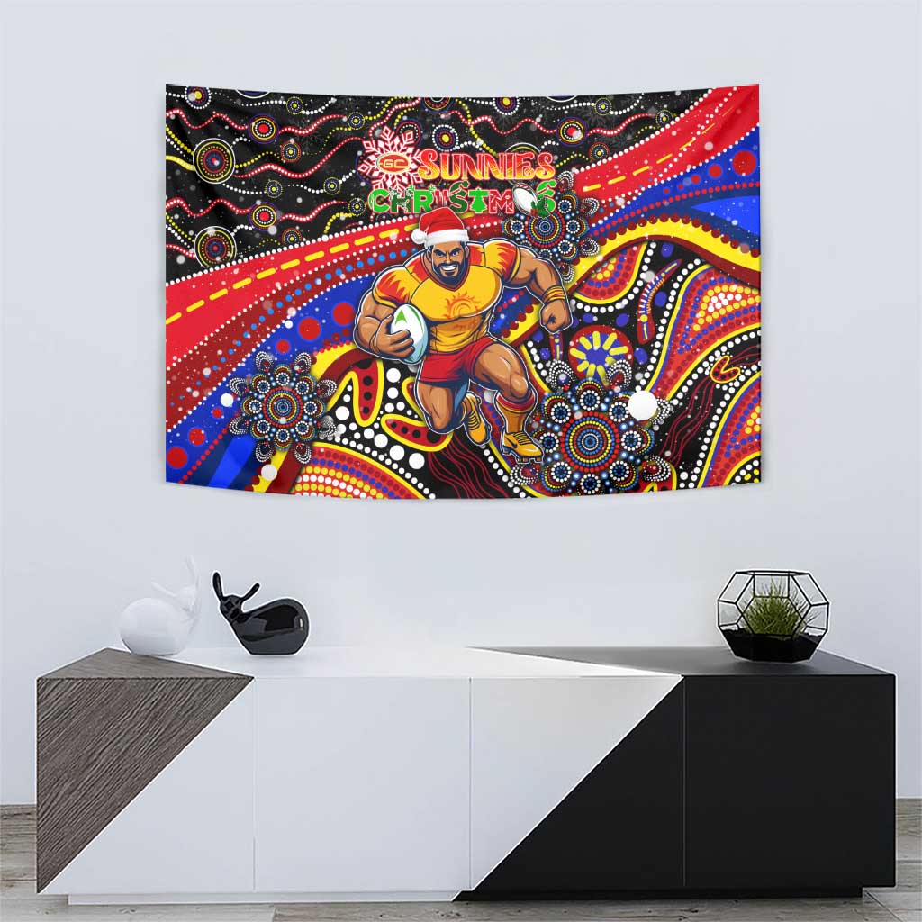 Merry Christmas AFL Gold Coast Suns Tapestry Aboriginal Santa Football Mascot - Vibe Hoodie Shop