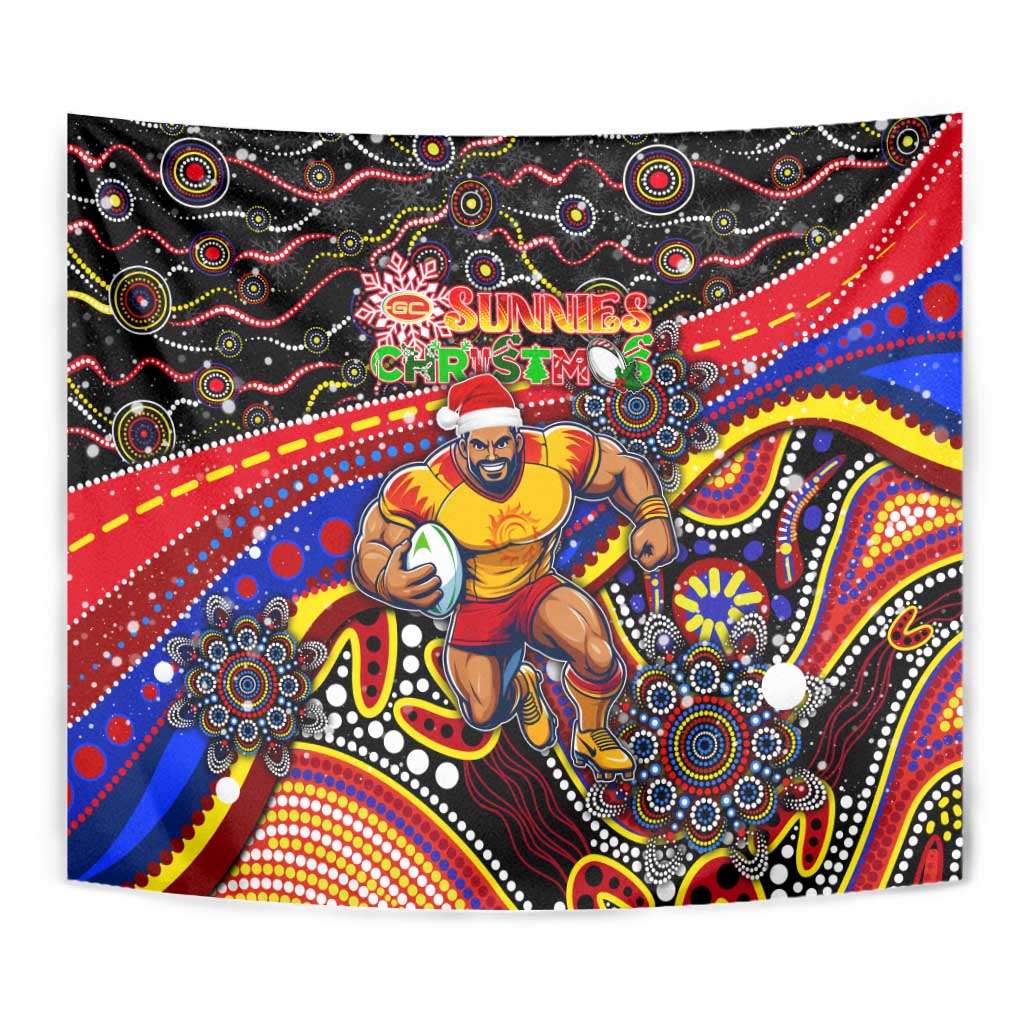 Merry Christmas AFL Gold Coast Suns Tapestry Aboriginal Santa Football Mascot - Vibe Hoodie Shop