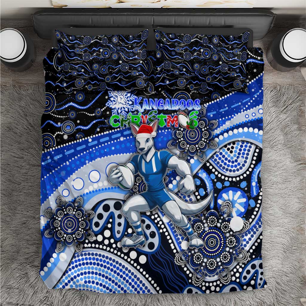 Merry Christmas AFL Kangaroos Bedding Set Aboriginal Santa Football Mascot - Vibe Hoodie Shop