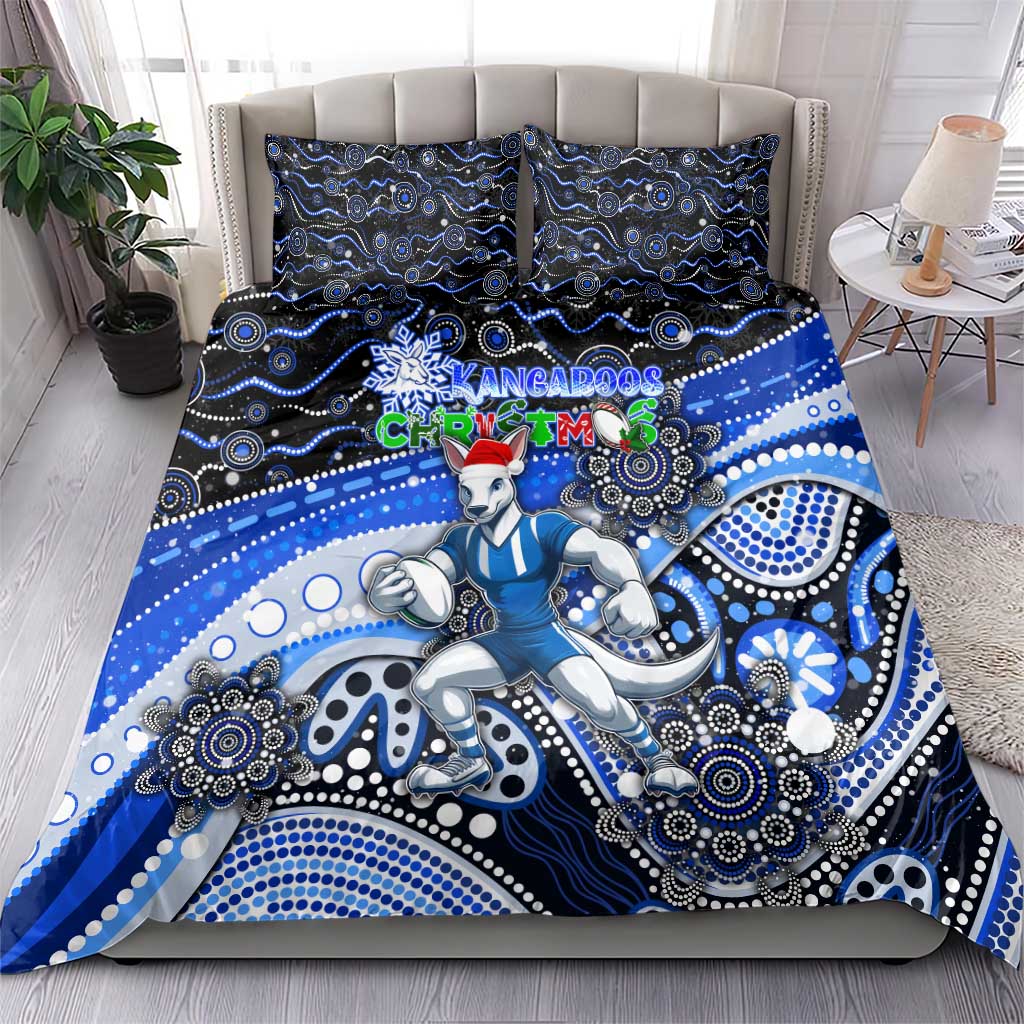 Merry Christmas AFL Kangaroos Bedding Set Aboriginal Santa Football Mascot - Vibe Hoodie Shop