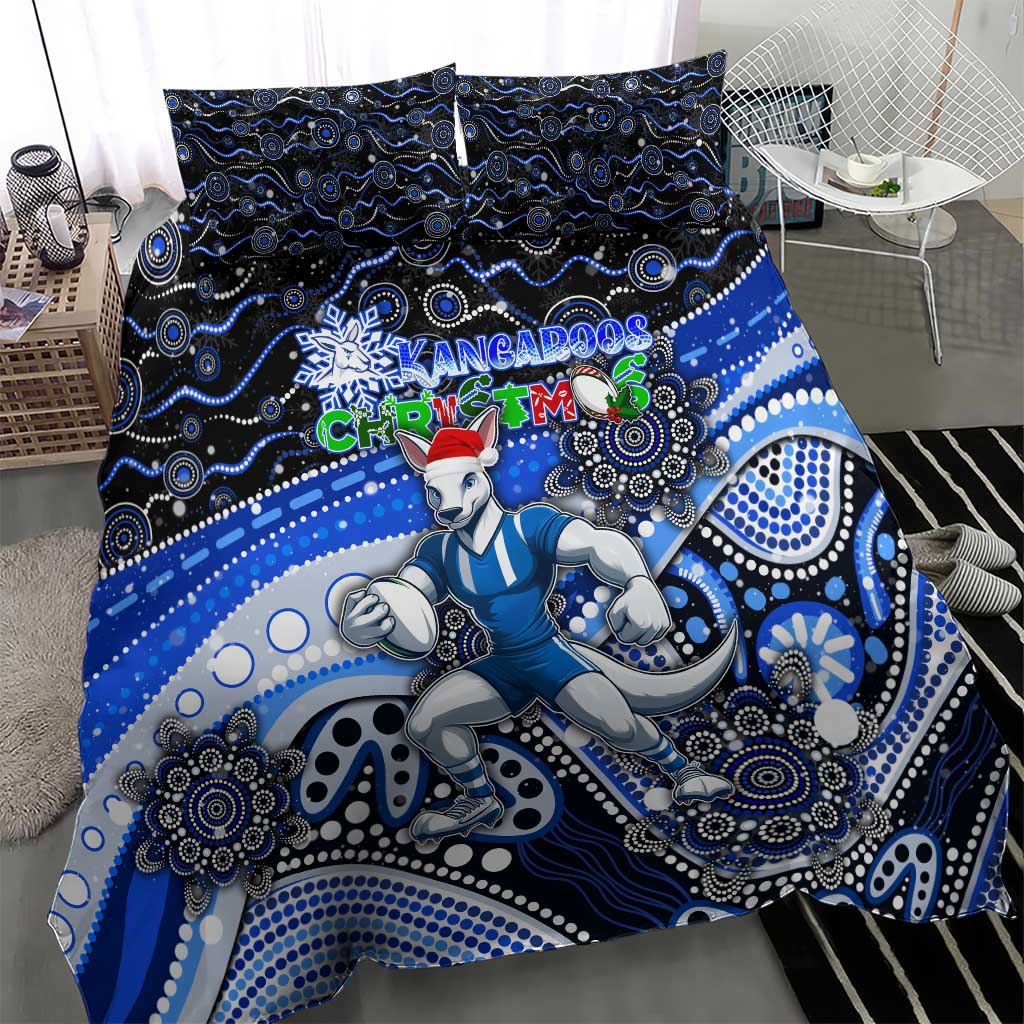 Merry Christmas AFL Kangaroos Bedding Set Aboriginal Santa Football Mascot - Vibe Hoodie Shop