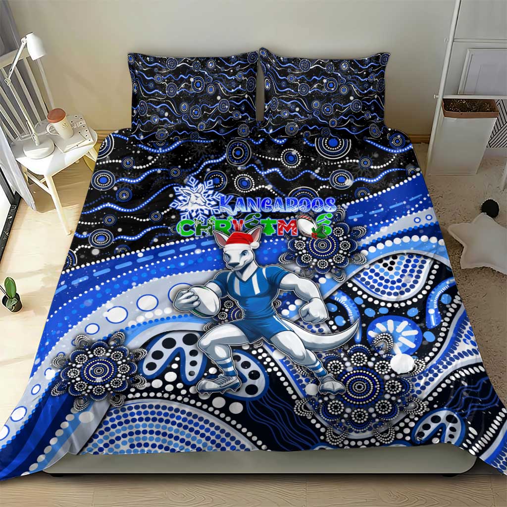 Merry Christmas AFL Kangaroos Bedding Set Aboriginal Santa Football Mascot - Vibe Hoodie Shop