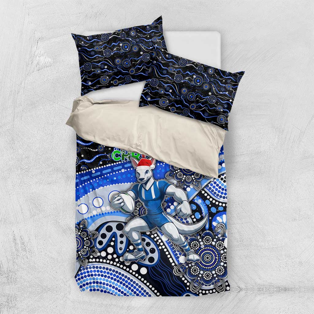 Merry Christmas AFL Kangaroos Bedding Set Aboriginal Santa Football Mascot - Vibe Hoodie Shop