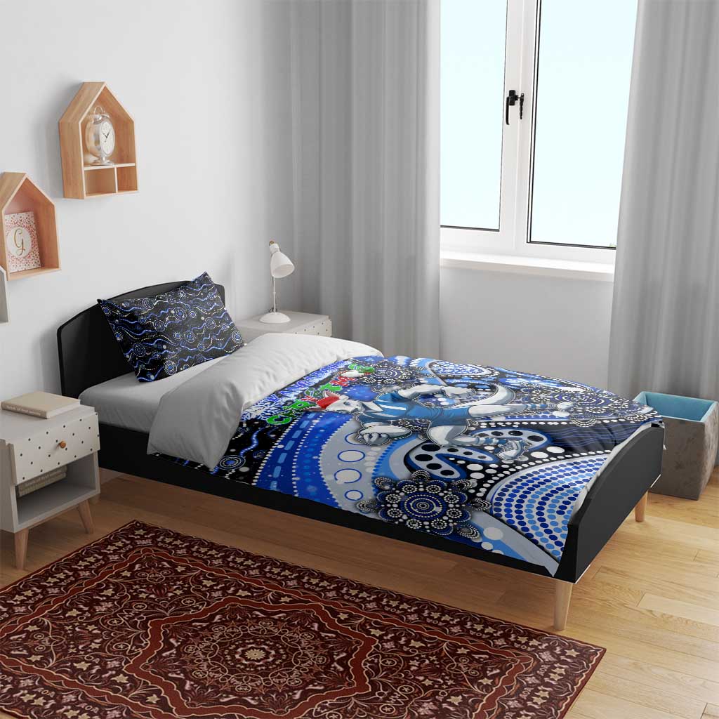 Merry Christmas AFL Kangaroos Bedding Set Aboriginal Santa Football Mascot - Vibe Hoodie Shop