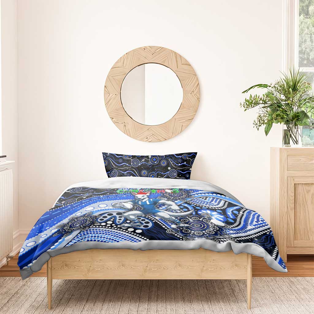 Merry Christmas AFL Kangaroos Bedding Set Aboriginal Santa Football Mascot - Vibe Hoodie Shop